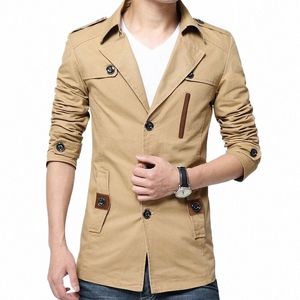 2024 New Spring Men Trench Fi England Style LG Coats Mens Winter Cott Plus Veet Vestes de vêtements d'extérieur décontractées Windbreaker J0fl #