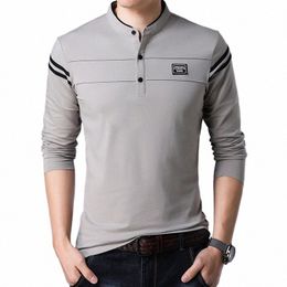 2024 Nueva primavera Polo Camisetas 95 Cott Tops transpirables Stand Up Neck LG Manga Coreano Cómodo Hombres guapos Ropa Ropa N4Er #