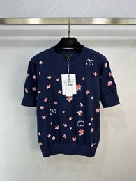 2024 nouveau printemps été Milan piste t-shirts haut de gamme Jacquard femmes concepteur hauts marque même Style pull 0226-2