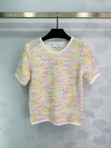 2024 Nieuwe Spring Summer Tops Sweaters O nek korte mouw high -end jacquard damesontwerper T Tees C0518