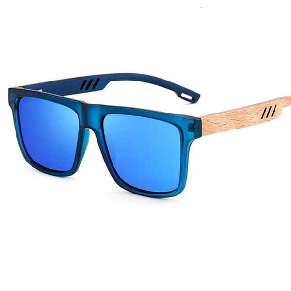 2024 Nouveaux lunettes de soleil masculines pour hommes UV Bamboo vert et miroir à grains de bois Lunettes de soleil pour femmes