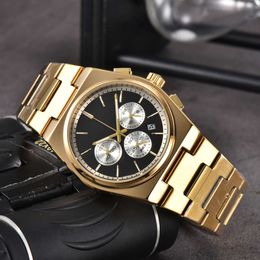 2024 nuevos relojes para hombre de acero inoxidable marca de lujo cronógrafo de alta calidad todos los diales relojes de pulsera con movimiento de cuarzo que funcionan