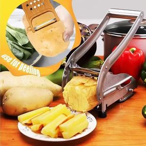 2024 Nieuwe roestvrijstalen aardappel Slijplicuter Aardappelsnijder Fries Cutter Machine voor keukenhandleiding Groente Cutter Keukengadgets