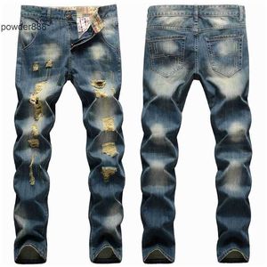 2024 Nouvelle jambe droite pour hommes Designer Hip Hop Mode Hommes Pantalons Jeans Top Qualité Violet Moto Cool Denim Pantalon U6FA
