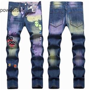 2024 Nouvelle jambe droite pour hommes Designer Hip Hop Mode Hommes Pantalons Jeans Top Qualité Violet Moto Cool Denim Pantalon ZWPK