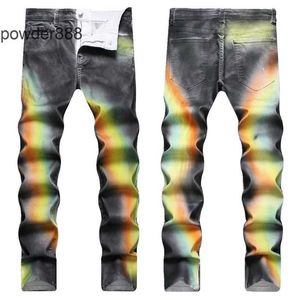2024 Nouvelle jambe droite pour hommes Designer Hip Hop Mode Hommes Pantalons Jeans Top Qualité Violet Moto Cool Denim Pantalon 1JLQ