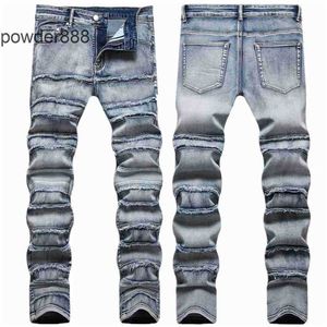2024 Nouvelle jambe droite pour hommes Designer Hip Hop Mode Hommes Pantalons Jeans Top Qualité Violet Moto Cool Denim Pantalon T9WD