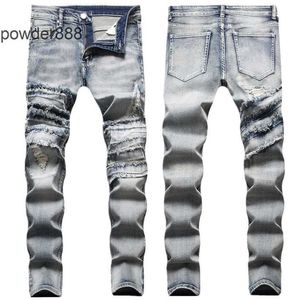 2024 Nouvelle jambe droite pour hommes Designer Hip Hop Mode Hommes Pantalons Jeans Top Qualité Violet Moto Cool Denim Pantalon P8EN