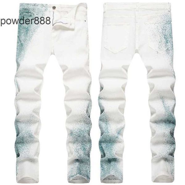 2024 nueva pierna recta para hombres diseñador Hip Hop moda pantalones vaqueros para hombre de calidad superior púrpura motocicleta Cool Denim pantalón FSNE