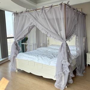 2024 Nieuwe riem gecodeerde linnen muggen muggen Netto huis slaapkamer standaard vloer tot vloer bedgordijn high grade prinses bed gordijn gordijn gordijn