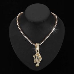 2024 Nieuwe stijl 5 mm Iced Out Tennis Chain Hip Hop Legering en Bling Rhinestone Animal Pendant Necklace