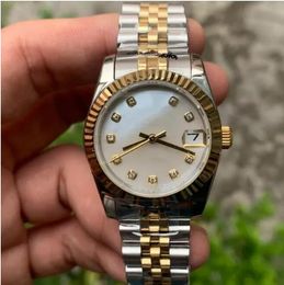 2024 Nieuwe stijl Bestseller 2-tone gouden jubileumband Driehoekige pitpatroon buitenring 31 mm Dames roestvrij horloges Automatisch mechanisch horloge dame