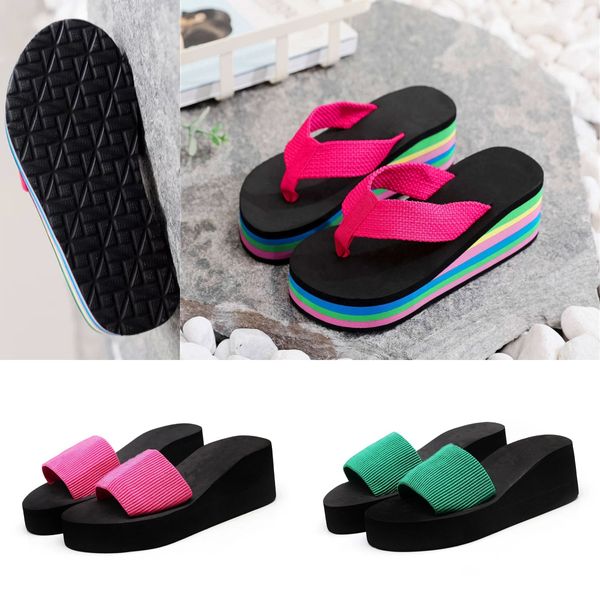 2024 NUEVO estilo zapatillas de playa casuales Flip-Flops Summer Rainbow Plataforma High Heels Outside Wear Gai Big Size 36-41