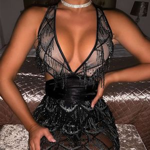2024 Nouveau style Spring / Summer Nightclub Fantasy Backless Sequin Robe