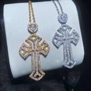 2024 Nieuwe stijlen mode Kruis ketting ketting verhard hart cz love heart cross hanger kettingen voor vrouwen moeder ijs uit sieraden