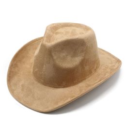 2024 novos chapéus de cowboy de camurça para mulheres homens jazz top chapéu fedora chapéu de feltro vintage simples aba larga tampas de viagem trilby festa presente de natal 6 cores