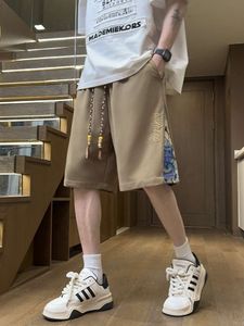 2024 NIEUWE SOMMER MEN's Koreaanse modebeer borduurwerk baggy sweat short pant drawstring sportkleding gebreide casual shorts