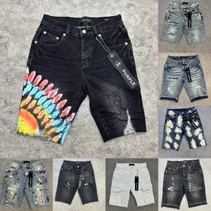 2024 Nieuwe zomer paarse jeans ontwerper heren jeans shorts hiphop casual korte knie lenght Jean Clothing 29-40 maat hoge kwaliteit shorts denim jeans paarse jeans shorts