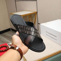 2024 Nouvelles pantoufles d'été sifnos scritto en cuir sandale Designer sandales hommes glisses de mode en cuir véritable
