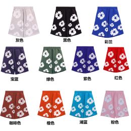 2024 Nouveau style d'été Harajuku Y2k Vêtements de fleurs American Kapok All-Over Imprimé Foam Men's and Women's Quarter Pantal