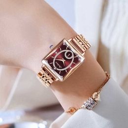 Montre de luxe carrée étanche pour femmes, avec deuxième disque indépendant, Double aiguille, diamant intégré, élégant, nouvelle collection été 2024