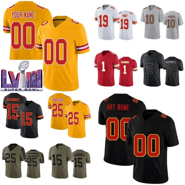 2024 Nuevos Super Bowls III Football 1 Jerick McKinnon Jerseys 19 Kadarius Toney 97 Felix Anudike-Uzomah 15 Patrick Mahomes Isiah Pacheco Clyde Edwar-Helaire Mujer mujer