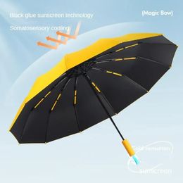 2024 Nieuwe supersterke winddichte automatische vouwparaplu, grote versterkte 72 bot-, zon- en UV -beschermingsonder regenparaplu's voor vrouwen- -