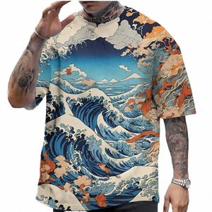 2024 Nouveaux T-shirts pour hommes Tops à manches courtes Style japonais Ukiyoe Vêtements graphiques surdimensionnés Vêtements d'été Street Male T-shirt M1TP #