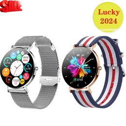 2024 NOUVELLES montres T8 pour femmes Montre intelligente ultra fine pour femmes 1,36 "AMOLED 360 * 360 HD Pixel Display Afficher l'heure Rappel d'appel Smartwatch LadiesBox cadeaux amoureux