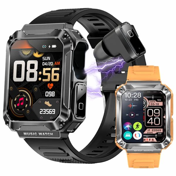 1T 2024 Nouveau T93 Smart Watch 3 in 1 TWS Écouteurs 4 Go grande mémoire Bluetooth appelez 1.96 Écran Écouteurs de musique locale Sports Smartwatch