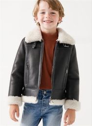 2024 Nieuwe temperamenttrend Premium Pu-leren jas Herfstwinterkleding jongensjas Zwart leren kinderjack