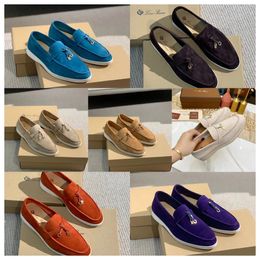 2024 Nuevo top luxurys lora pianas mocasines para mujeres zapatos de vestir diseñador de moda de cuero de cuero plano oxfords de vaca de gamuza