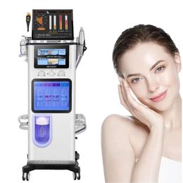 2024 Nueva tendencia Hydro Facial Machine Aqua Peeling Dermabrasion Hydra Facials Machine/H2O2 14 en 1 Limpieza profunda Spray de oxígeno Hydrofacials Máquina analizadora de piel