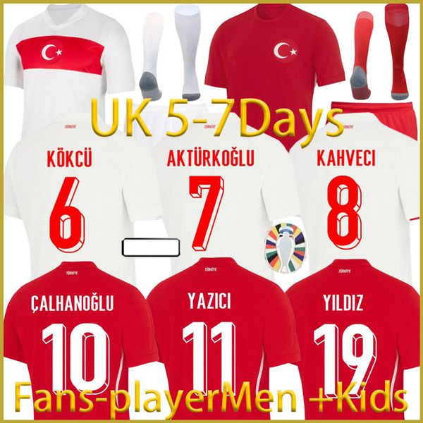 2024 New Turkiye Euro Cup Soccer Jersey Football Shirt 2025 National Team Home Away White Red Demiral Kokcu Yildiz Calhanoglu Football Top Football KidShirts Kit