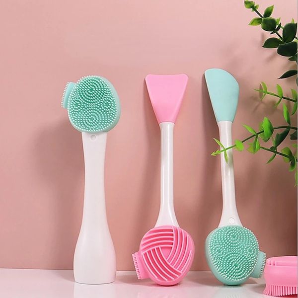 2024 Nouveau deux en un silicone nettoyage pour le visage nettoyant l'instrument de brosse Masque de boue Masque masque de masque de maquillage de maquillage de maquillage, voici