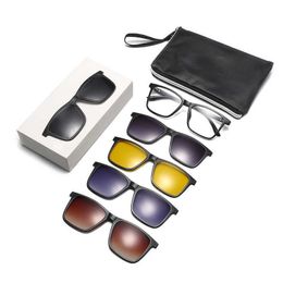 2024 Nieuw type één paar vijf zonnebrillen Gepolariseerde vijf clip modieuze zonnebril voor mannen Rijden Kleurrijk brilmontuur voor vrouwen