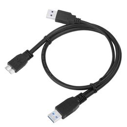 2024 Nieuwe USB3.0 Micro -B Mobile -B Mobile Hard Disk Cable Dubbele kop USB Voedingsvoorziening Gegevenskabel met hulpvoeding 0,6/1 meter - voor USB3.0