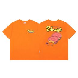 2024 Nouveau Vandy The PinkDesigner Men T-shirt Print Mens Casual Shirt et Short Womens Loose Silk Shirt Tees Tshirt Top Top Orange