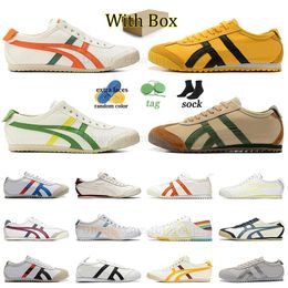 2024 Nouvelles baskets vintage Asi Trainers Chaussures de course Chaussures extérieures Onitsukass Tiger Mexico 66 Jogging Low Og Men Femmes Uxury Gel NYC Plateforme parchemin beige avec boîte