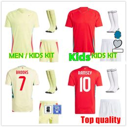 2024 New Wales Soccer Jerseys James Bale 24 25 Camisetas de fútbol galés Johnson N.Williams Rodon T.Roberts Cabango Levitt Moore Thomas Men Kids Kit Jersey