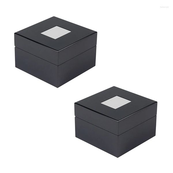 Boîtes à montres 2X en bois laqué noir, boîte haut de gamme, présentoir de marque carré, nouvelle collection 2024