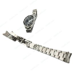 2024 New Watchband Band 21 mm 21 mm Bandle de montre Bracelet en acier inoxydable Accessoires de montre en argent incurvé Man Watchstrap pour Submariner Glidelock