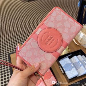 2024 New Womens Lonnie Zipper Diseñador de billetera larga Bolsa Handheld Bag Jacquard Canvas Handheld Zero Wallet Hearter Coin Purse 6 colores