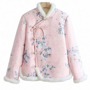 2024 Nueva explosión de invierno Floral Cott-Acolchado Abrigo Étnico Retro Hebilla Ladies Fi Short Warm Cott -Chaqueta acolchada 5XL n4Ny #