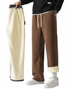 2024 Nouveau hiver pantalons de survêtement pour hommes 450G épais chaud polaire pantalon de survêtement droit mâle pantalon thermique en vrac grande taille 309I #