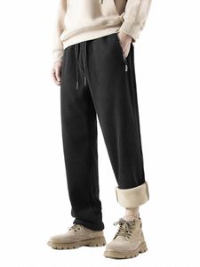 2024 Nouveau hiver épais polaire chaud pantalons de survêtement hommes poche zippée droite pantalon de survêtement décontracté mâle thermique maison pantalon plus taille 8XL v9rY #