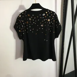 T-shirt à manches courtes décoratif pentagonal coloré pour femmes, nouvelle collection 2024
