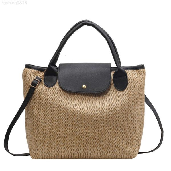 Bolso tejido de paja para mujer, bolsa de mano sencilla de gran capacidad con un hombro, para vacaciones, luna de miel, novia, playa, verano, novedad de 2024