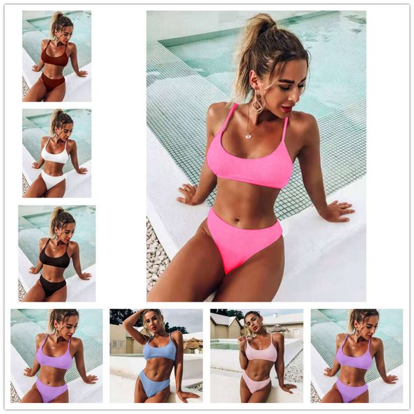 2024 New Womens Divectado de color sólido Fabrica Multi color Bikini traje de baño para mujeres