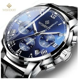 2024 Nouvelles montres-bracelets Wishdoit 2021 Fashion Men's Watch en acier inoxydable Top Sports Chronograph Quartz Men Relogio Masculino